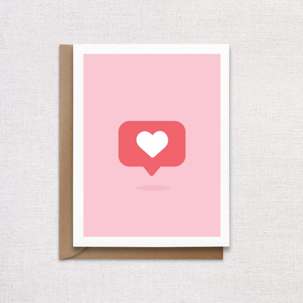 Double Tap Love Button Valentine's Day Card. I like you Vday Card.. Valentine's Day Card.
