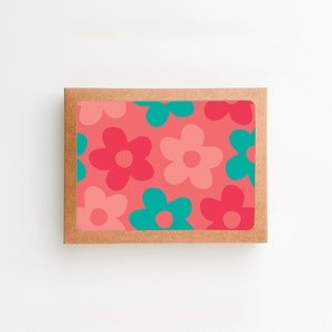 明るい花柄のノートカードセット
