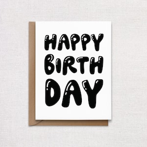 Cartão de feliz aniversário - Cartão de aniversário simples - preto