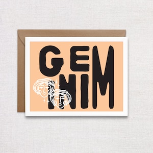 Zwilling Sternzeichen Geburtstagskarte. Happy Birthday Astrologie Grußkarte