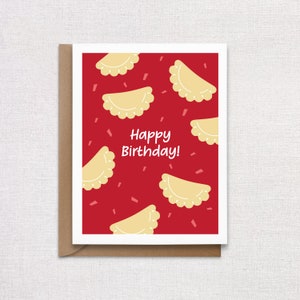 Cartão de aniversário Pierogi. Aniversário de Pierogi. Em branco por dentro.