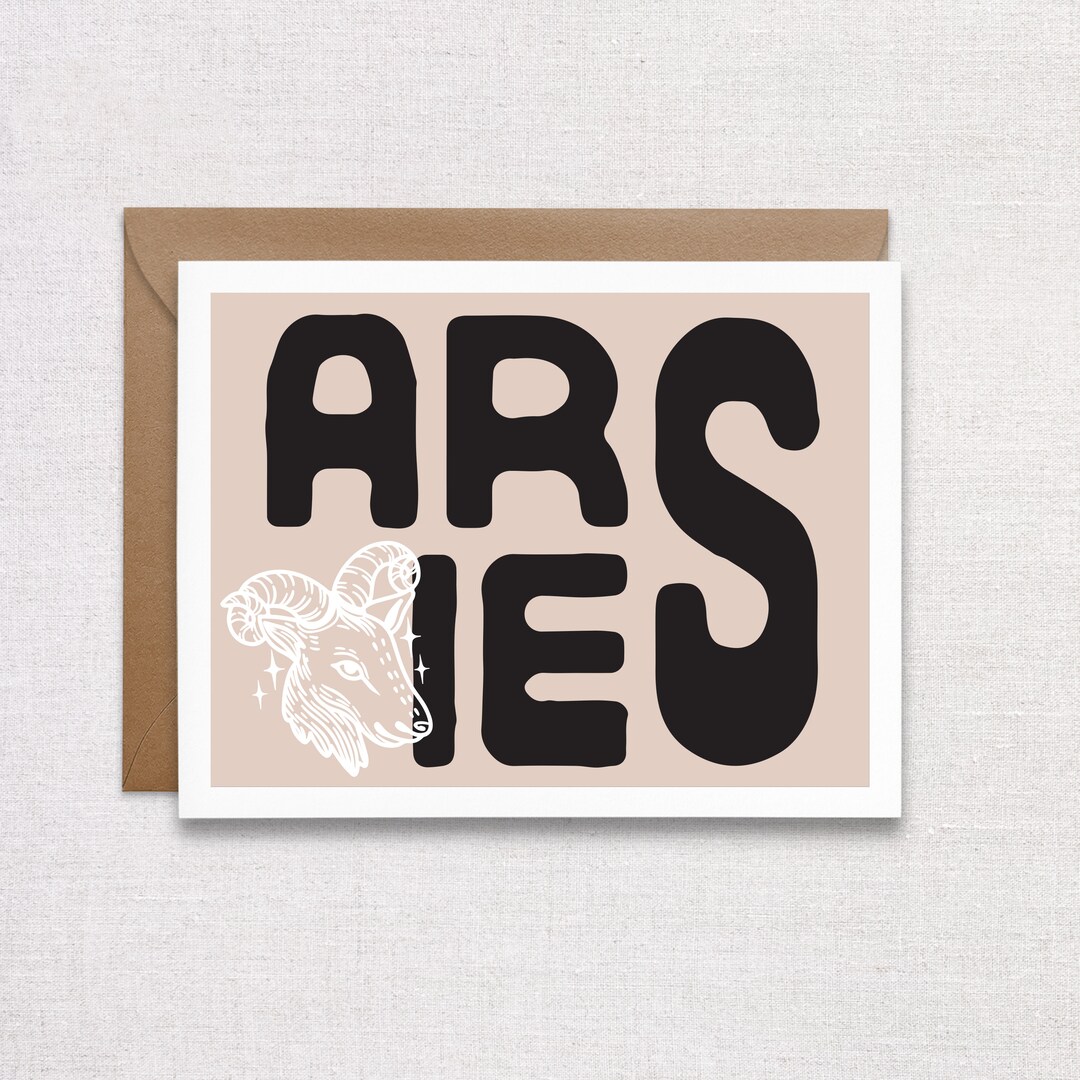 Aries Zodiac Birthday Card. Happy Birthday Astrology Greeting Card - Etsy