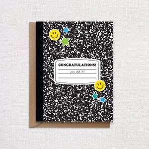 Parabéns Cartão de Saudação do Caderno de Composição de Pós-Graduação. Cartão reciclado.