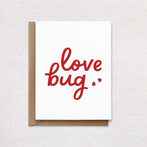 Carte de voeux Love Bug - carte Lady Bug. Carte de Saint-Valentin.