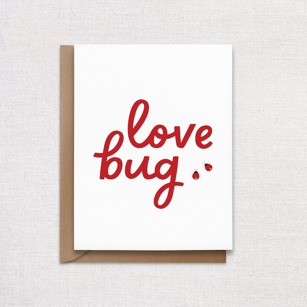 Love Bug Greeting Card - Lady Bug Card. Valentine's Day Card.