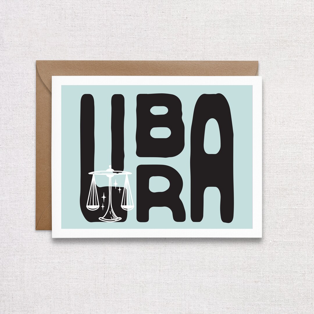 Libra Zodiac Birthday Card. Happy Birthday Astrology Greeting Card - Etsy