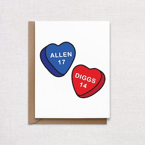 Buffalo Bills Valentine's Day Card. Allen and Diggs Football Vday Card.