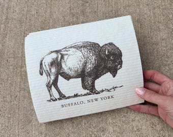 Buffalo Sketch Swedish Dish Towel. Buffalo, New York Gift.