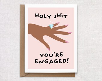 Just Engaged Congratulations Greeting Card. Newly Engaged Card.