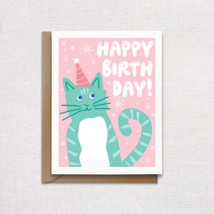 Cartão de Feliz Aniversário Gato