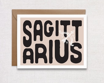 Sagittarius Zodiac Birthday Card. Happy Birthday Astrology Greeting Card