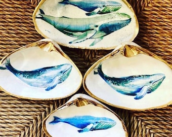 Plato de joyería con forma de ballena con forma de concha
