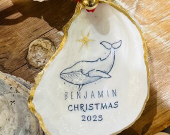 Adorno personalizado de ballena y ostra