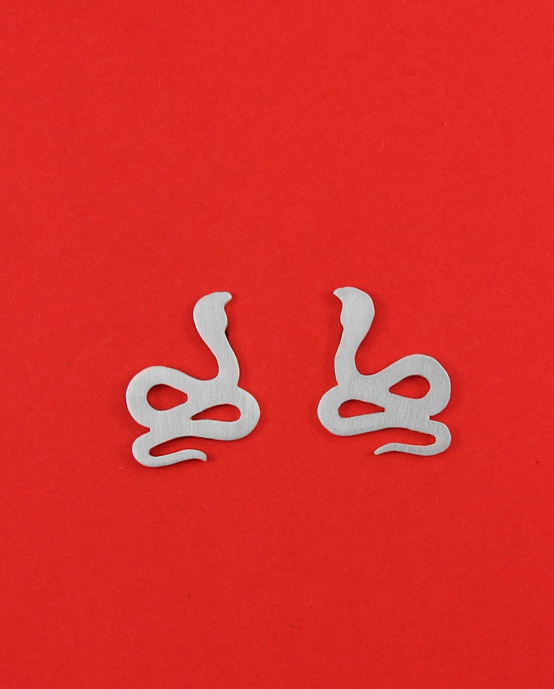 Elegant Snake Stud Earrings Sterling Silver Serpentine Jewelry image 1