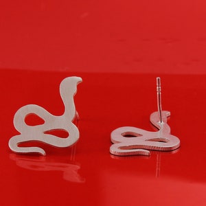 Elegant Snake Stud Earrings Sterling Silver Serpentine Jewelry image 2