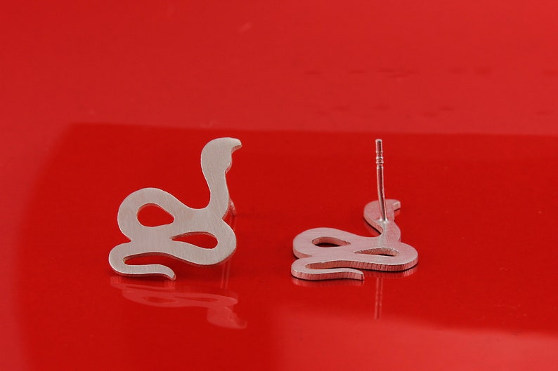 Elegant Snake Stud Earrings Sterling Silver Serpentine Jewelry image 2