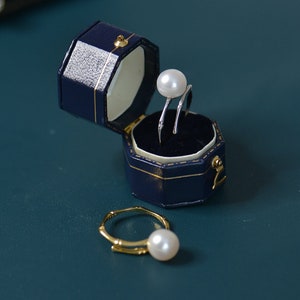 Dainty Sterling Silver Pearl Ring: Minimalist Bamboo Design