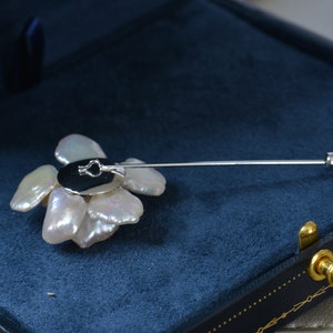 Handmade flower pearl brooch/genuine pearl gift for mom/Blooming Flowers Brooch/pearl brooch pin image 10