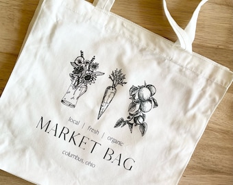 Cotton Canvas Market Tote Bag: Reusable Grocery Bag