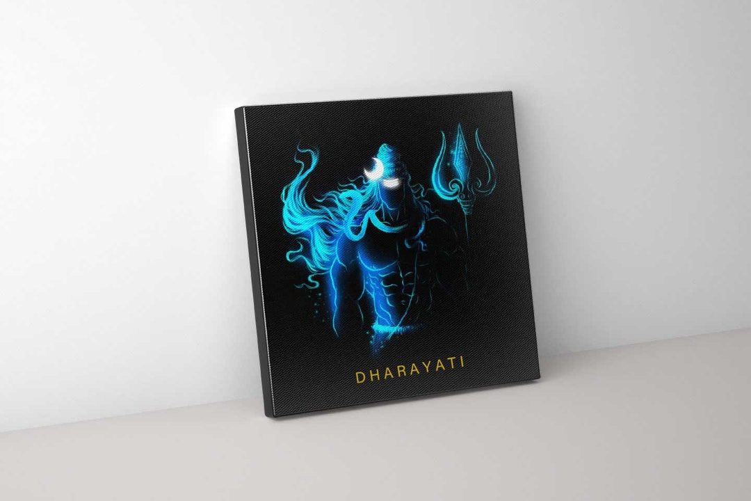 Mystical Majesty: Lord Shiva With Trishul in Blue - Spiritual