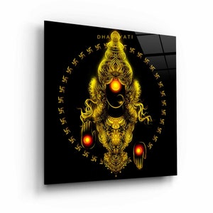 Maa Lakshmi: Graceful Goddess of Wealth - Glass Wall Art
