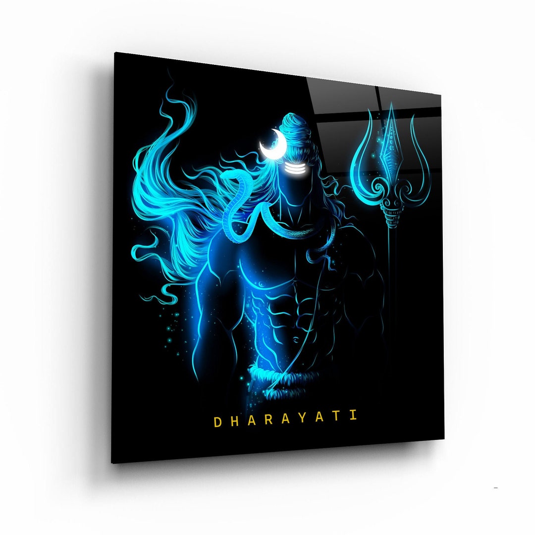 Sacred Lord Shiva With Trishul Glass Wall Art - Enhance Your Space With ...