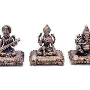 Copper Saraswati, Lakshmi, Ganesh Set of 3