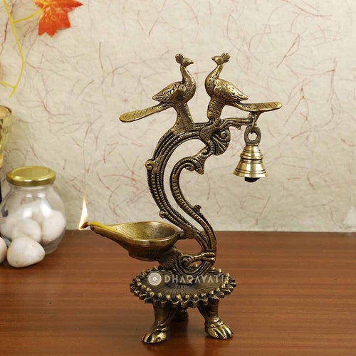 Two Birds Lamp Diya With store Bell