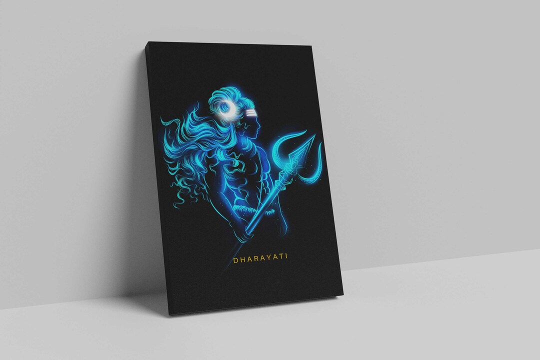 Mystical Power: Lord Shiva With Trishul - Canvas Art - Etsy