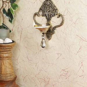 Antique Brass Wall Hanging Diya With Bell