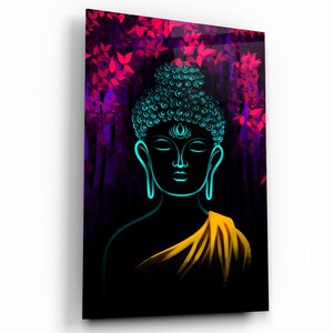 Enlightened Serenity: Gautama Buddha Glass Wall Art for Inner Peace