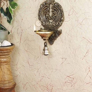 Brass Wall Hanging Diya with Bell