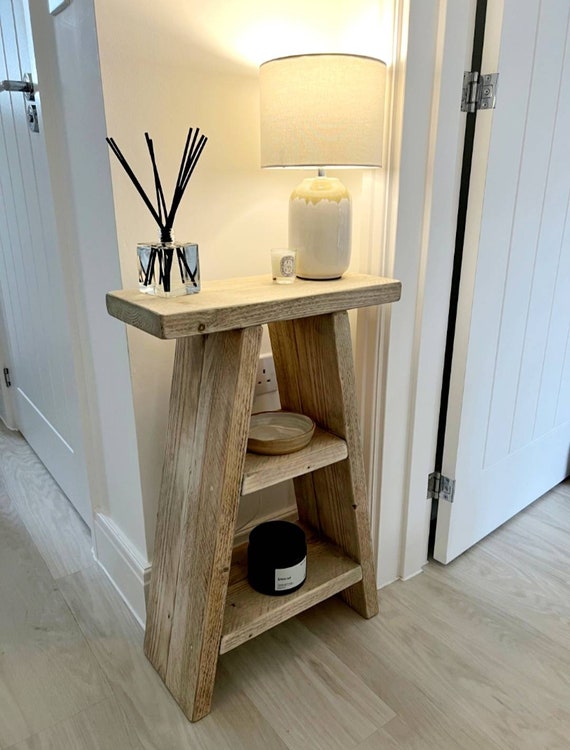Narrow console table, small console table, slim rustic side table, end table, bathroom storage unit, towel holder, bathroom vanity,
