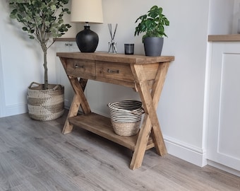 Reclaimed wood console table with drawers, rustic console table, farmhouse sideboard, wooden dresser, dressing table