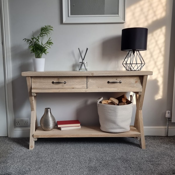 Farmhouse console table with drawers , rustic console table, reclaimed wood hallway table, shoe storage, hallway organisation