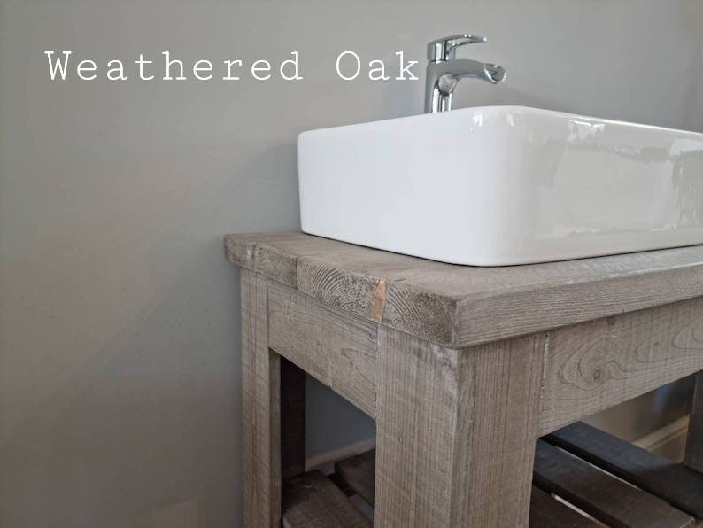 Rustic Vanity Unit Reclaimed Wood Sink Unit Weathered Oak Etsy UK