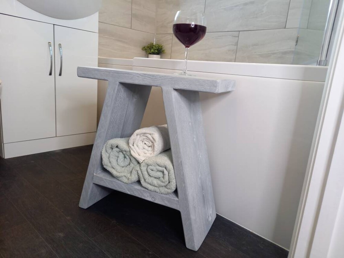 Handmade wooden bathroom storage unit bench rustic bathroom Etsy