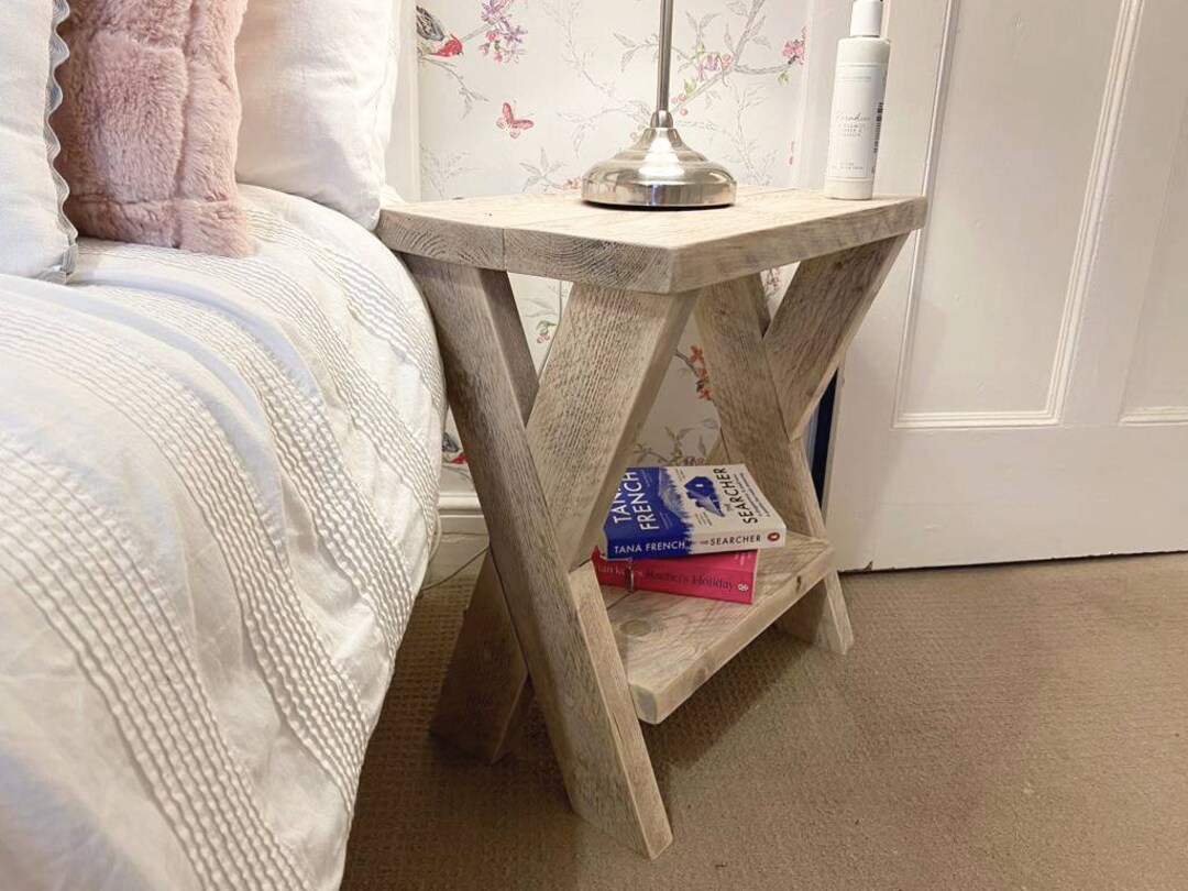 Handmade Rustic Wooden Bedside Table, Reclaimed Wood Nightstand