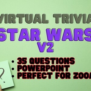 Star Wars Trivia V2 Zoom Powerpoint 35 Questions Virtual Trivia - Play Online StarWars Trivia Game with Friends - Birthday Party Ideas Fun