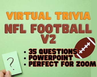 NFL Football Trivia V2 Zoom PowerPoint 35 Frågor Virtuell Trivia - Amerikansk Fotboll Quiz Pub Trivia - Spela Online med Vänner. Fest.