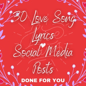 30 Love Song Lyrics Social Media Posts Digital Download Pack 1