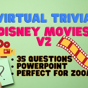 Disney Movie Trivia V2 Zoom Powerpoint 35 Questions Virtual Trivia - Idea for Disney Birthday Party - Play Online Disney Movies Trivia. Fun!