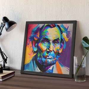 Lincoln Oil Painting - Stampa d&#39;arte digitale per il fantastico collezionista. Disponibile solo qui! Questa arte di Gandhi è fantastica!
