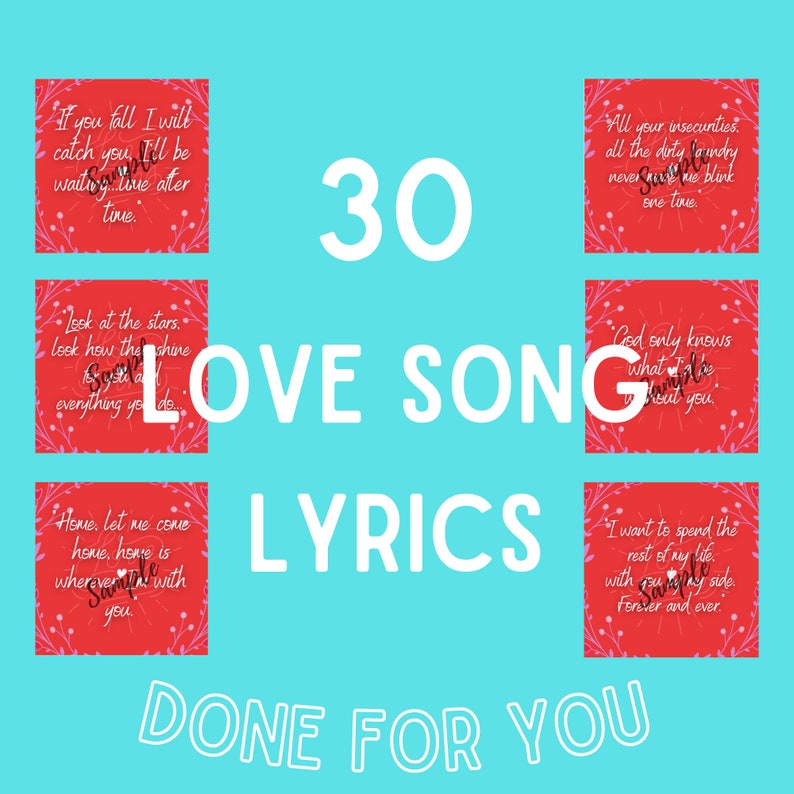 30 Love Song Lyrics Social Media Posts Digital Download Pack 1 Etsy