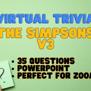 The Simpsons Trivia V3 Zoom Powerpoint 35 Questions Virtual Trivia - Play Online Simpsons Trivia Game with Friends | Birthday Party Ideas
