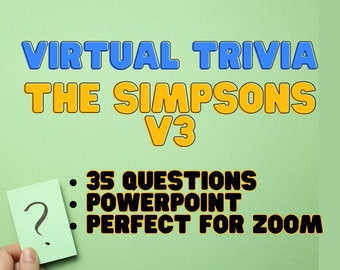 The Simpsons Trivia V3 Zoom Powerpoint 35 preguntas Trivia virtual - Juega en línea al juego de trivia de Los Simpson con amigos / Ideas para fiestas de cumpleaños