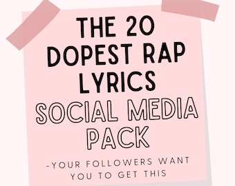 20 Dope Rap Lyrics Social Media Posts Digital Download (Pink) | Done For You