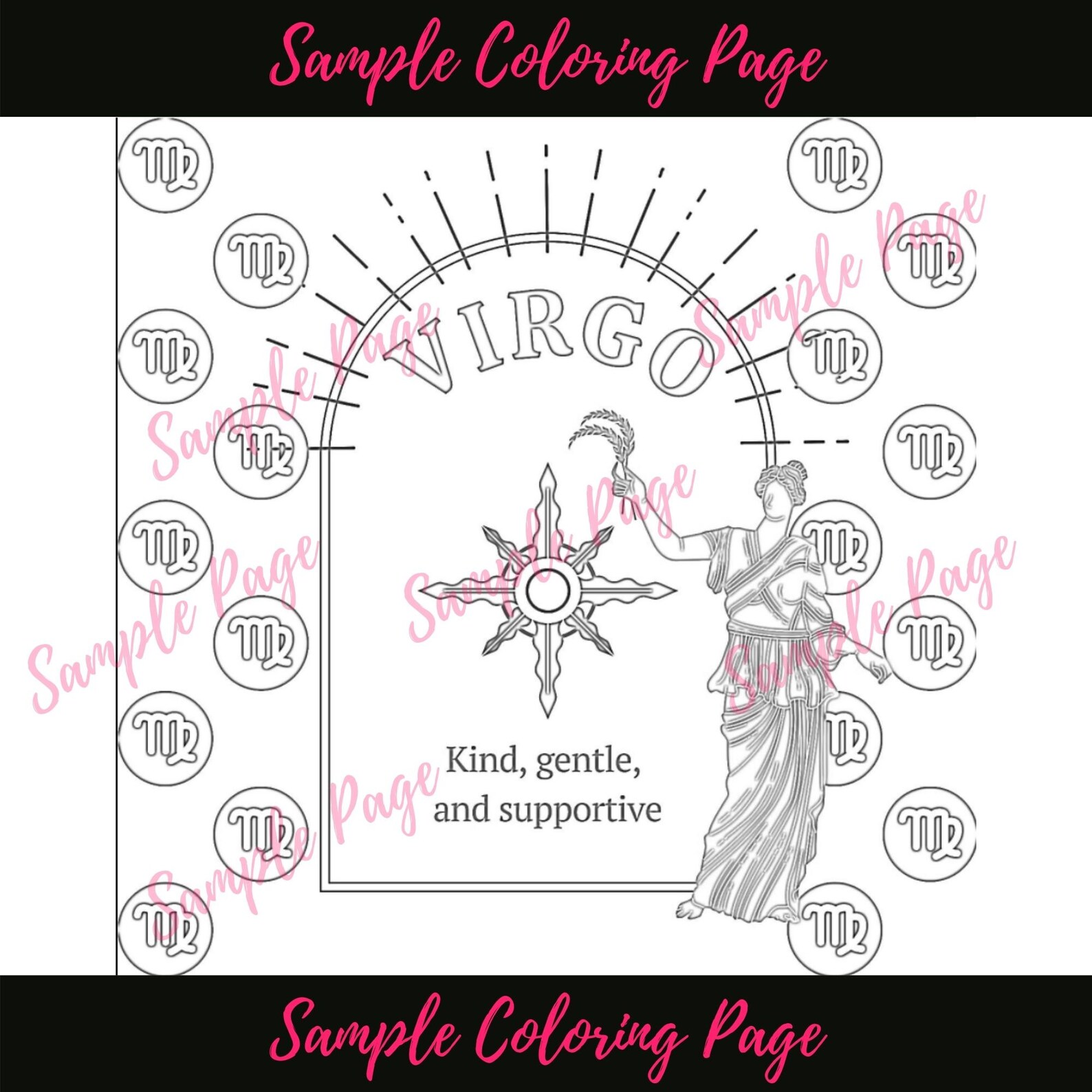 Virgo Zodiac Coloring Pages Digital Printable PDFs 5 Awesome | Etsy