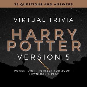 Harry Potter Trivia V5 Zoom PowerPoint 35 Frågor Virtuell Trivia - Spela Harry Potter Trivia-spel online - Födelsedagsfestkul Nedladdning