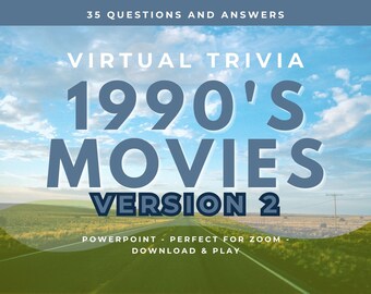 1990's Movie Trivia V2 Zoom Powerpoint 35 Questions Virtual Trivia - Play Online Nineties Movies Trivia - Birthday Party Fun Download Games